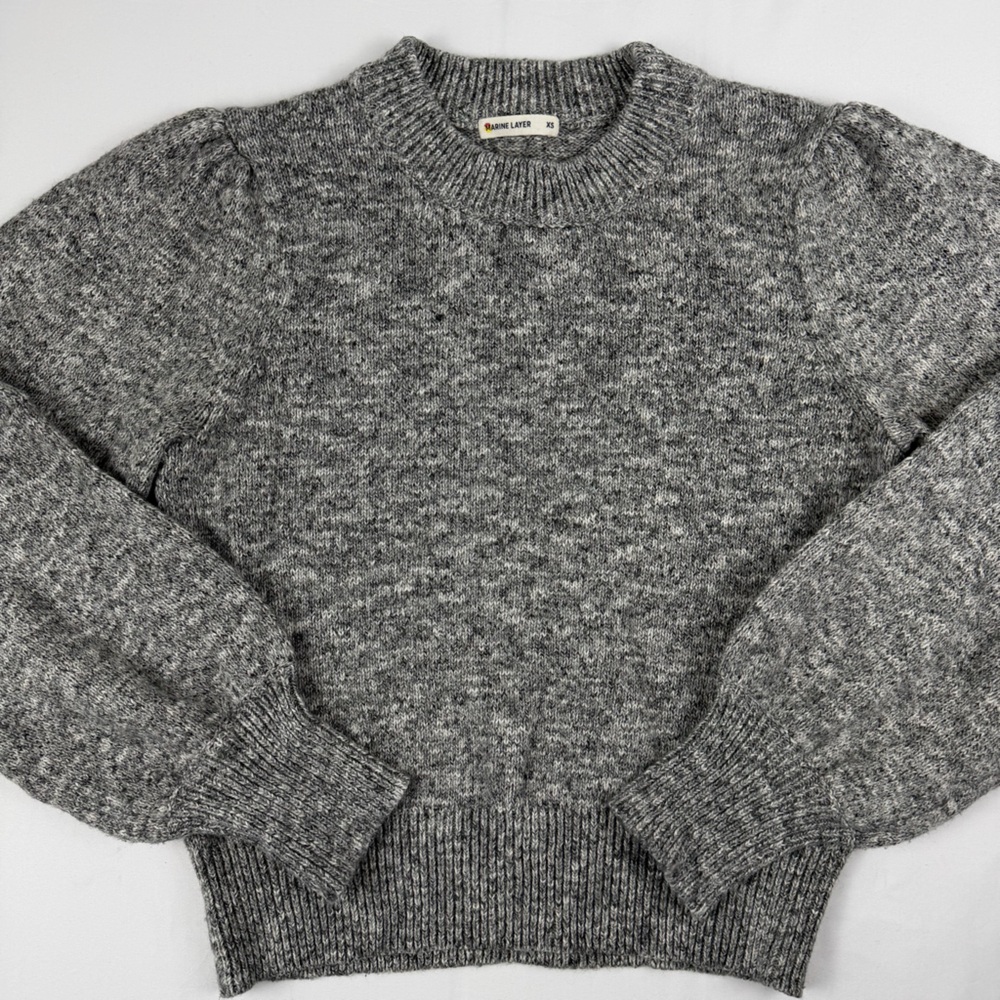 Marine Layer Alma Puff Sleeve Sweater Gray Knit Size XS EUC - Picture 10 of 14